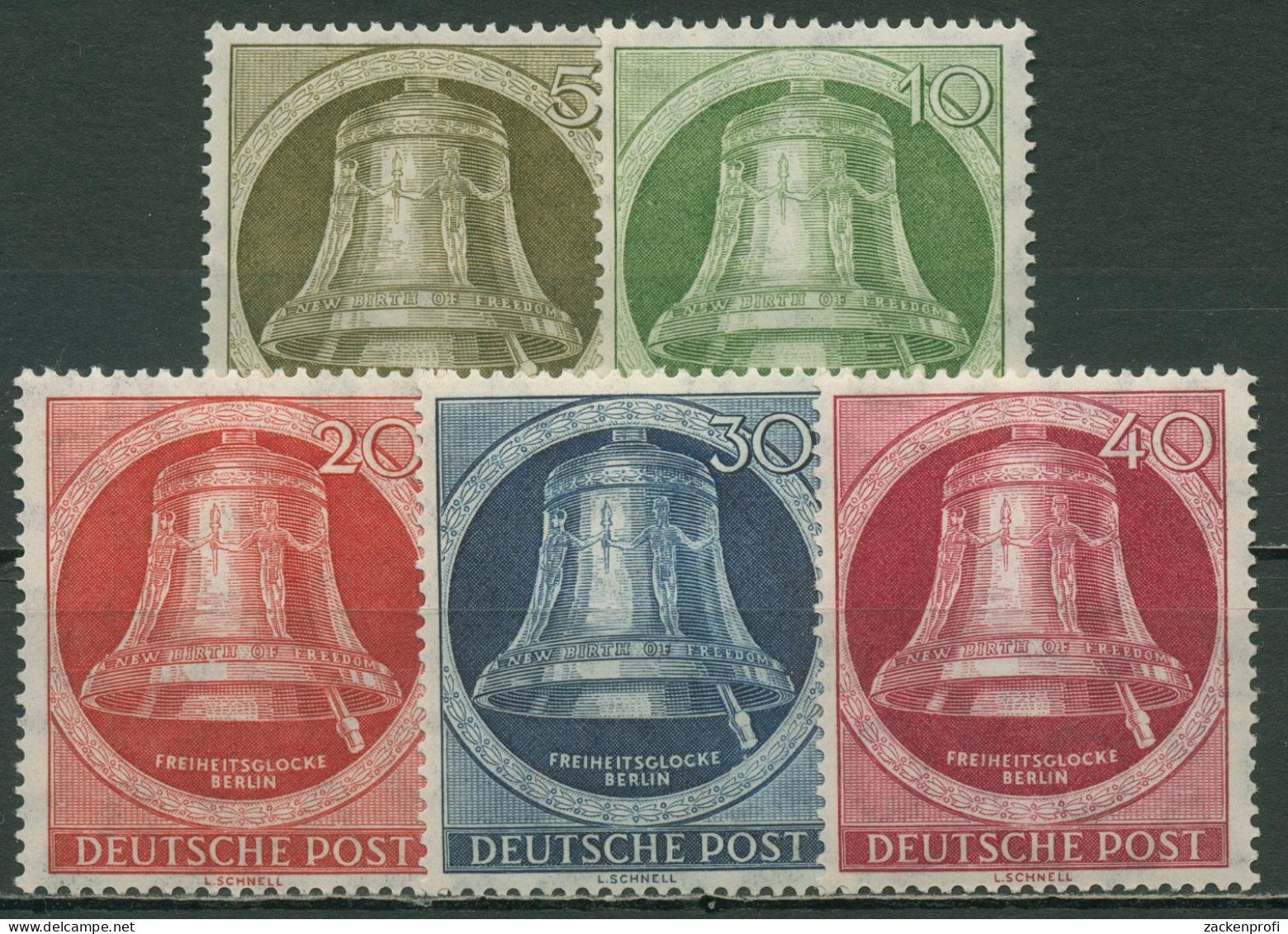 Berlin 1951 Freiheitsglocke, Klöppel Nach Rechts 82/86 Postfrisch - Unused Stamps