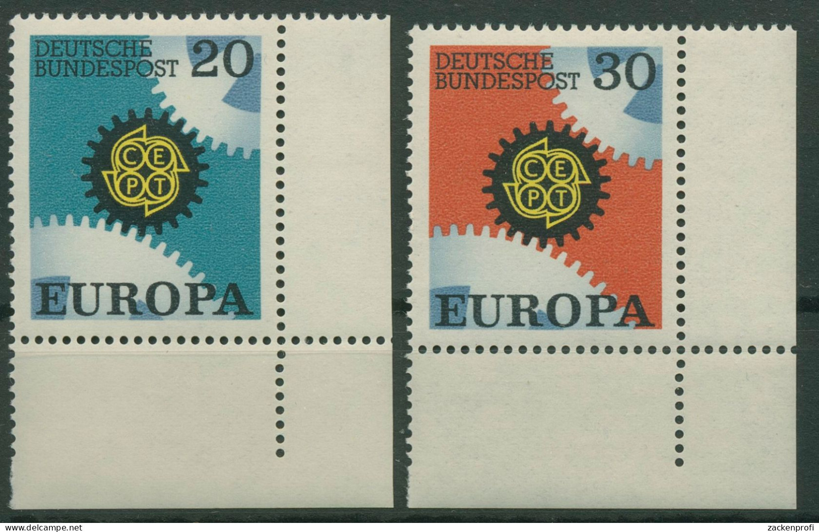 Bund 1967 Europa CEPT 533/34 Ecke 4 Unten Rechts Postfrisch (E870) - Ungebraucht