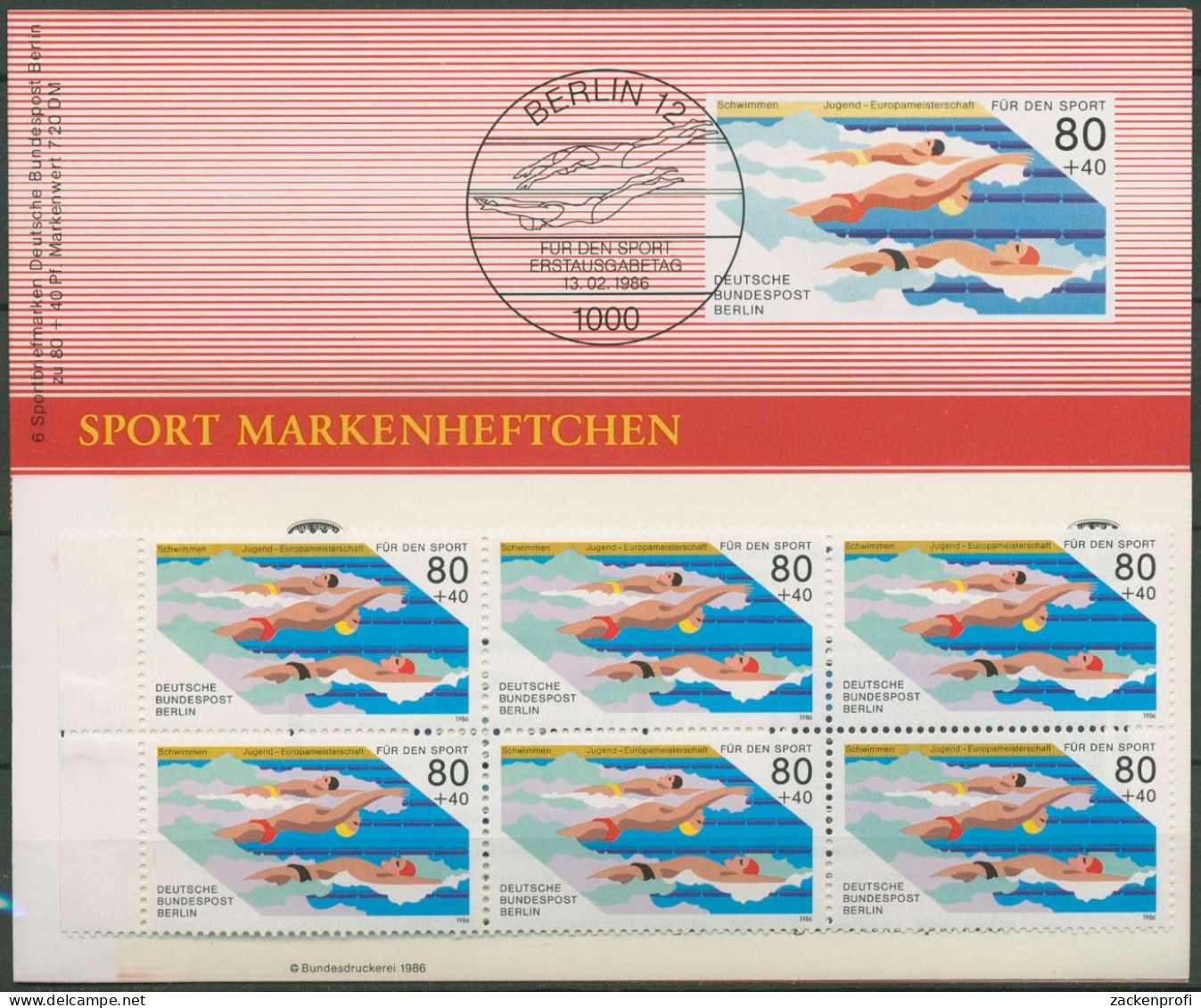 Berlin Deutsche Sporthilfe 1986 Markenheftchen SMH 8 (751) Postfrisch (C99130) - Markenheftchen