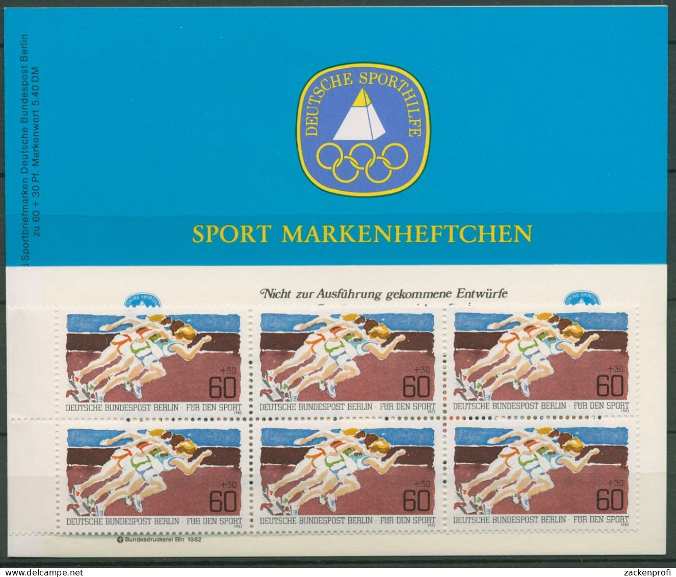 Berlin Deutsche Sporthilfe 1982 Markenheftchen SMH 4 (664) Postfrisch (C99120) - Markenheftchen