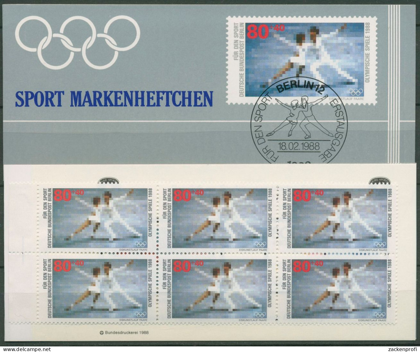 Berlin Deutsche Sporthilfe 1988 Markenheftchen SMH 10 (802) Postfrisch (C99134) - Carnets