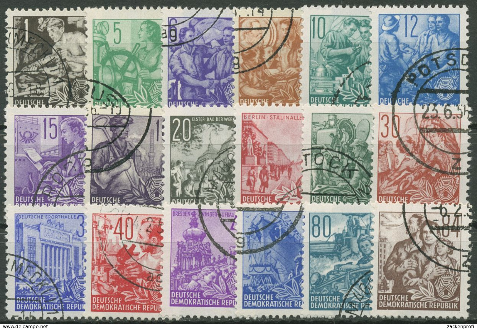 DDR 1953 Fünfjahrplan (I) 362/79 N, Nachdruck Mit Massenentwertung - Used Stamps