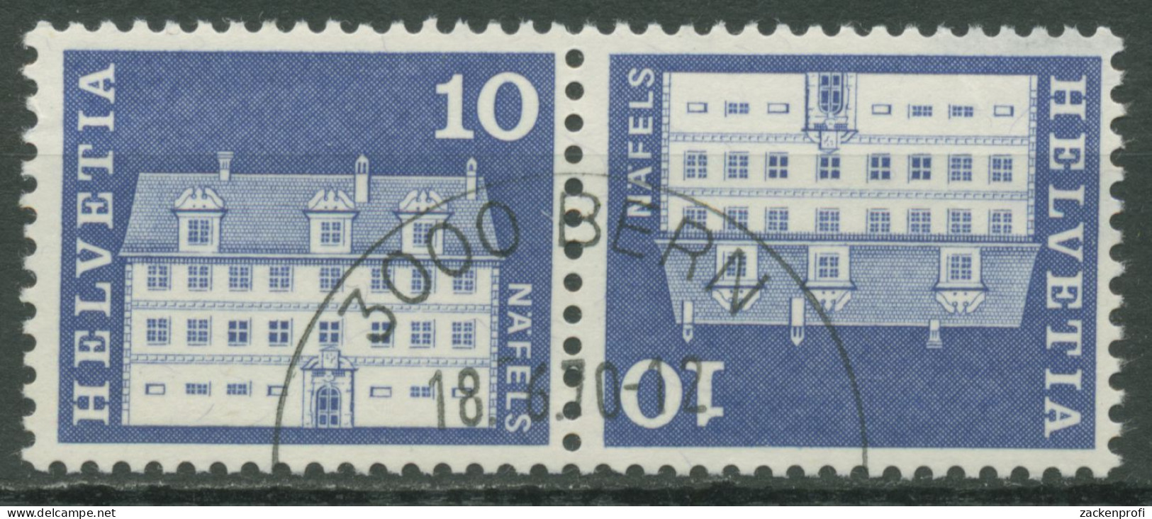 Schweiz 1968 Bauwerke Freulerpalast Näfels 879 Kehrdruck K 50 Gestempelt - Used Stamps