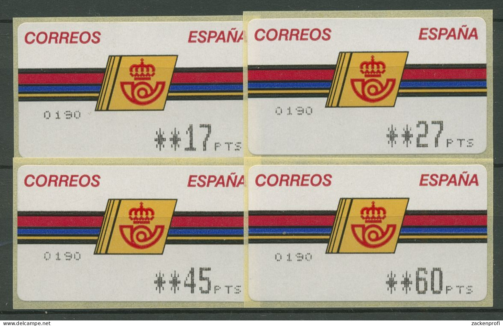 Spanien 1992 Automatenmarken Satz 17/27/45/60 ATM 4.3.2.1 S5 Postfrisch - Ungebraucht