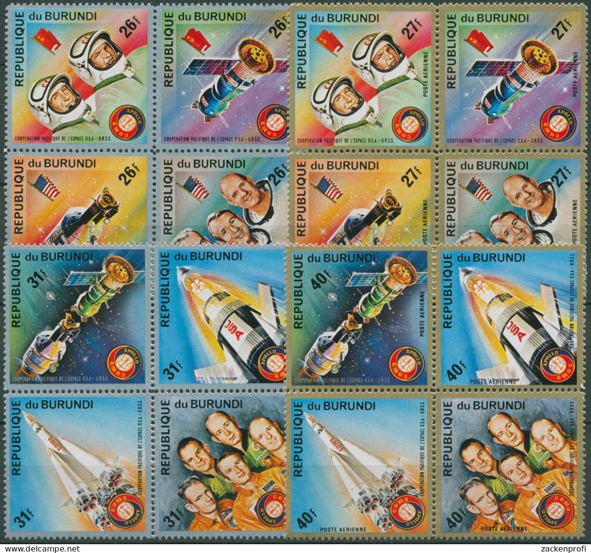 Burundi 1975 Amerikanisch-sowjetische Raumfahrt 1133/48 ZD A Postfrisch (C62474) - Nuevos