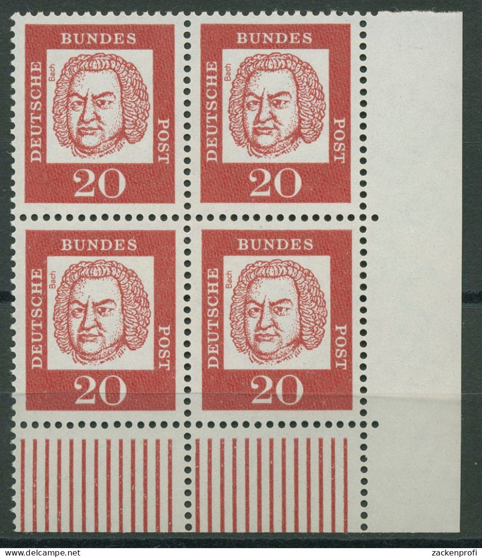 Bund 1961 Bedeutende Deutsche Bogenmarken 352 X 4er-Block Ecke 4 Postfrisch - Ungebraucht