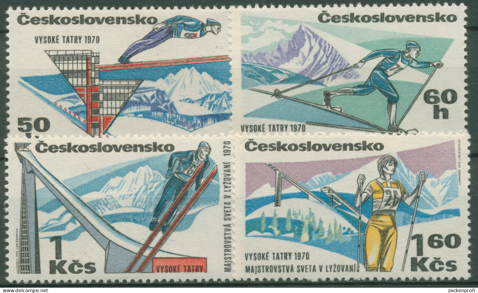 Tschechoslowakei 1970 Wintersport Ski-WM Hohe Tatra 1916/19 Postfrisch - Ongebruikt