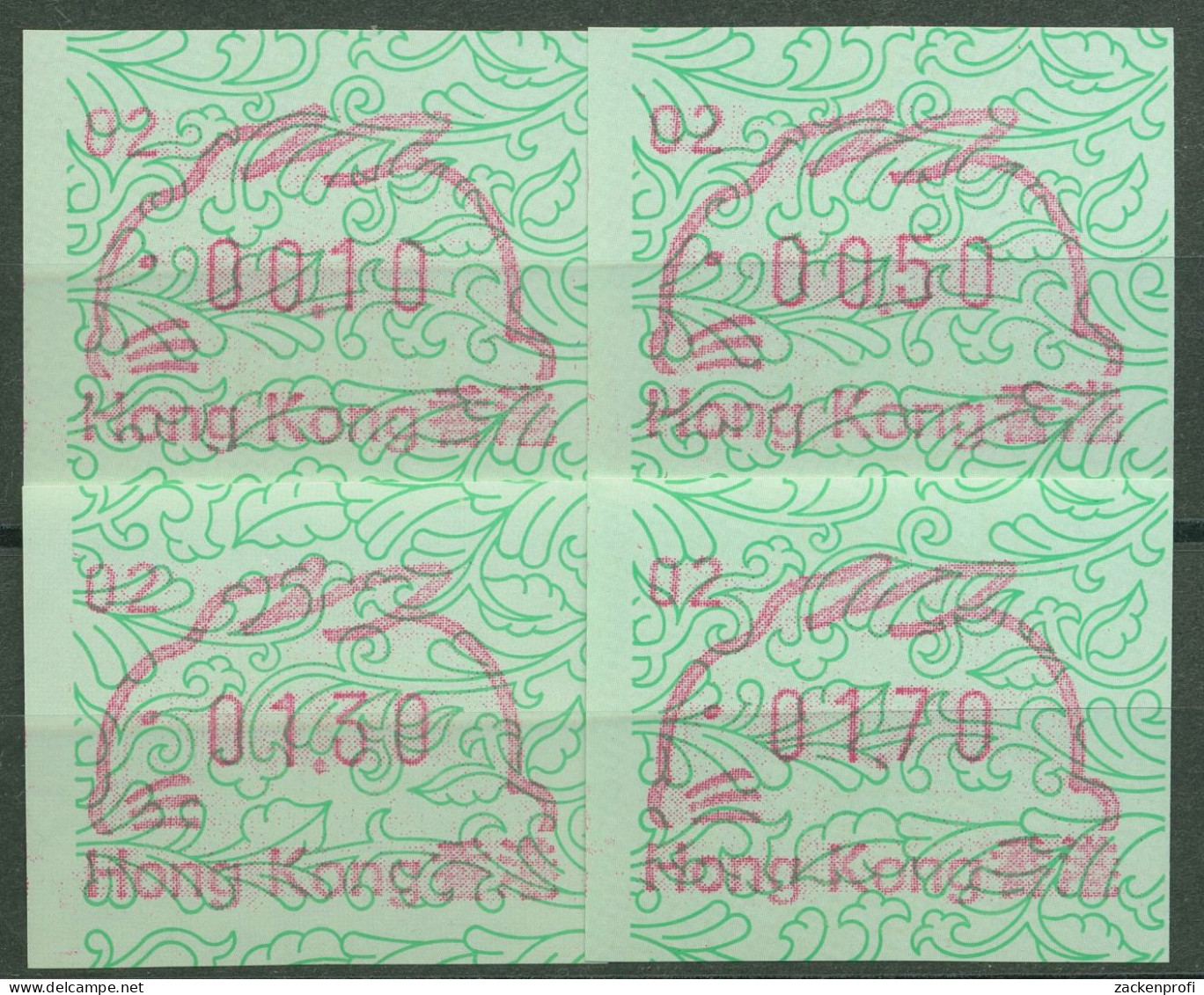 Hongkong 1987 ATM Jahr Des Hasen Satz 0,10/0,50/1,30/1,70 ATM 2c S1.2 Postfrisch - Automatenmarken