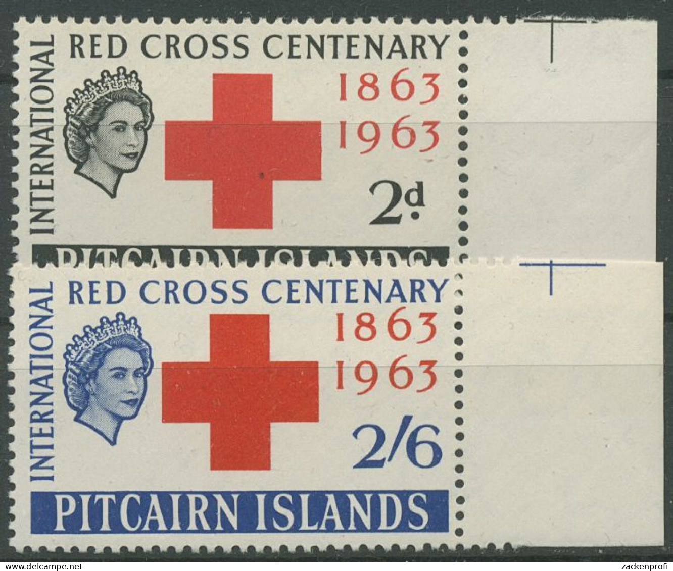 Pitcairn 1963 100 Jahre Internationales Rotes Kreuz 37/38 Rand Postfrisch - Islas De Pitcairn