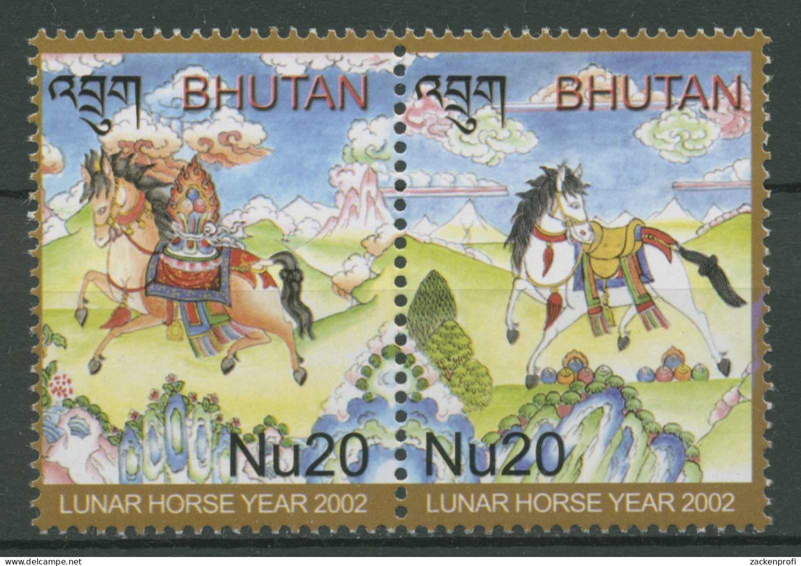 Bhutan 2002 Chinesisches Neujahr Jahr Des Pferdes 2276/77 ZD Postfrisch - Bhoutan