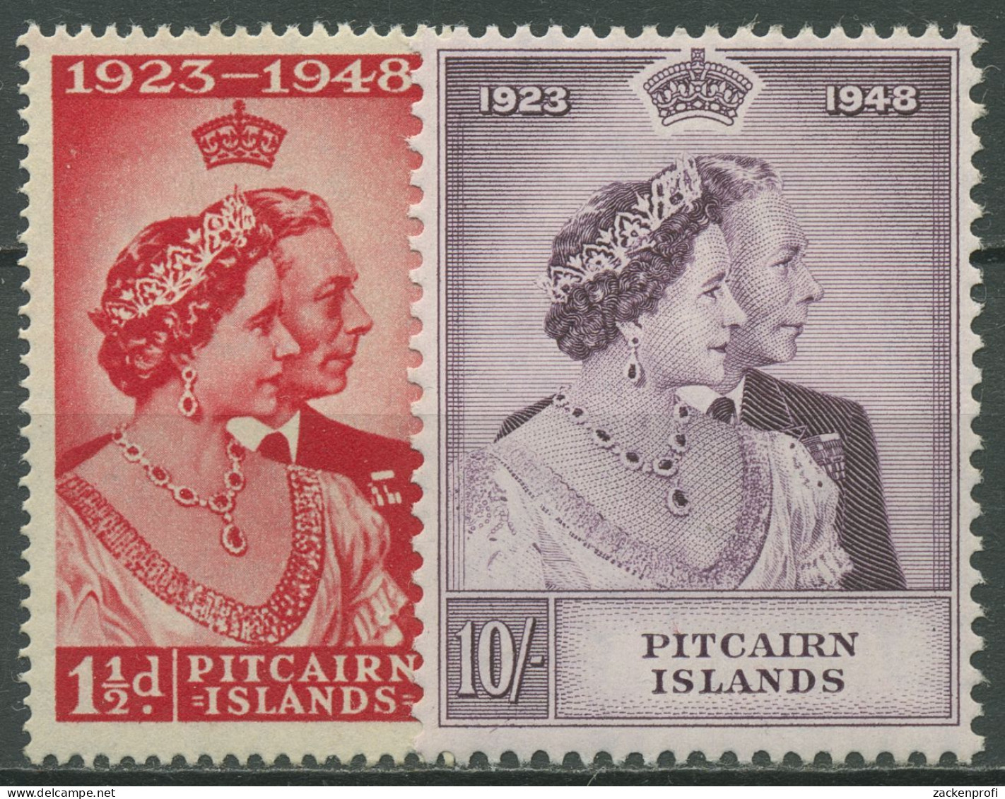 Pitcairn 1949 Silberhochzeit König Georg VI. 13/14 Mit Falz - Pitcairninsel