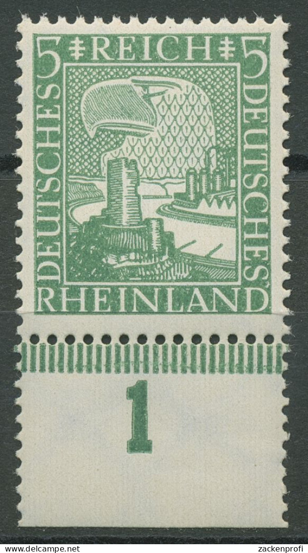 Dt. Reich 1925 Rheinland 1000 J. Deutsch Platten-Unterrand 372 P UR Postfrisch - Nuevos