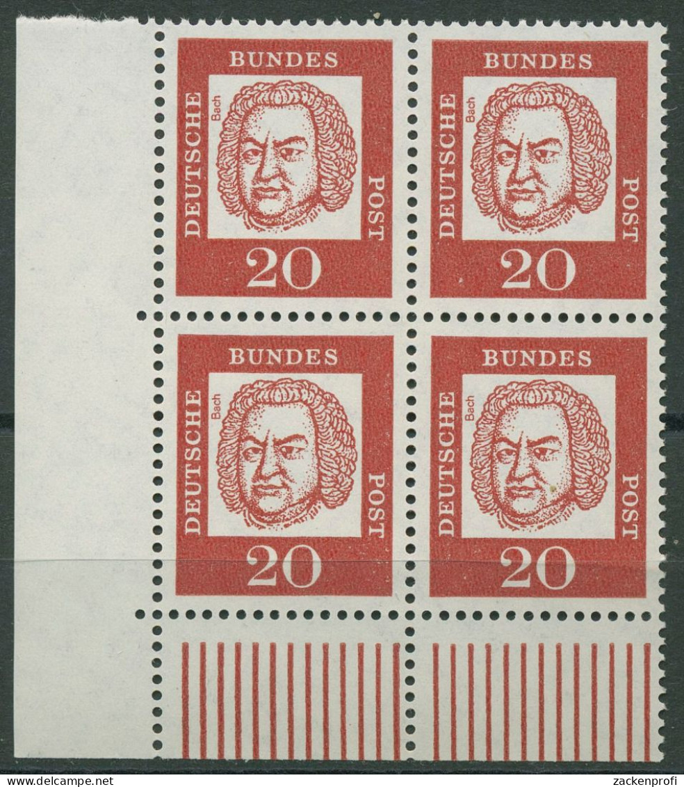 Bund 1961 Bedeutende Deutsche Bogenmarken 352 X 4er-Block Ecke 3 Postfrisch - Ungebraucht