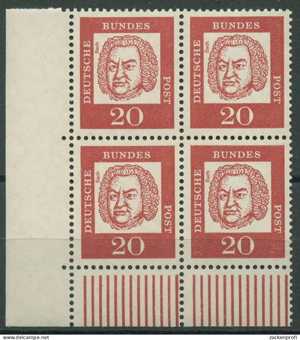 Bund 1961 Bedeutende Deutsche 352 Y W UR 4er-Block Ecke 3 Postfrisch - Neufs