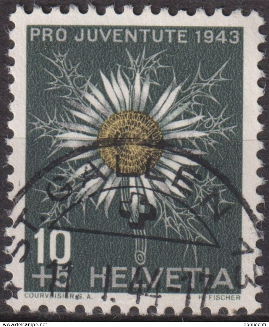 1943 Schweiz Pro Juventute ° Mi:CH 425, Yt:CH 389, Zum:CH J106, Silberdistel, Blume - Gebraucht