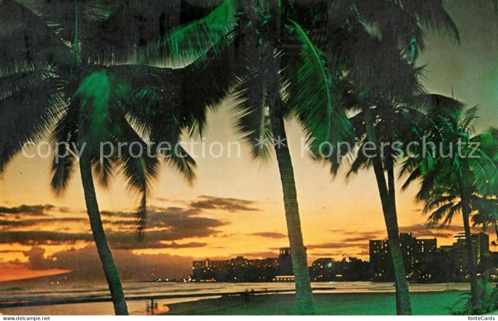 73130683 Waikiki Waikiki Beach Palmtrees Sunset - Other & Unclassified