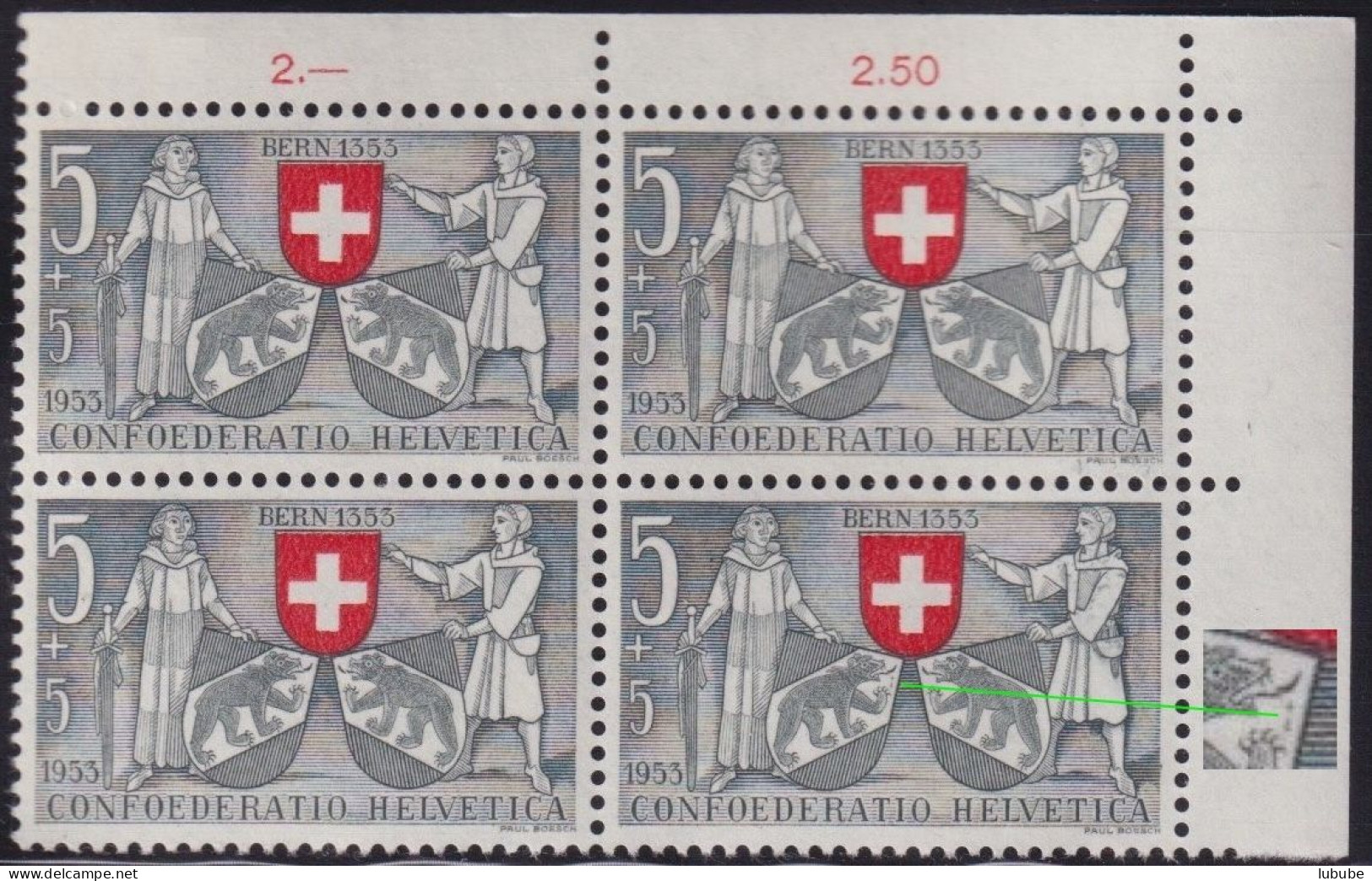 Bern Im Bund B61, 5 Rp.schwarz/rot  (VB Mit Abart)       1953 - Ongebruikt