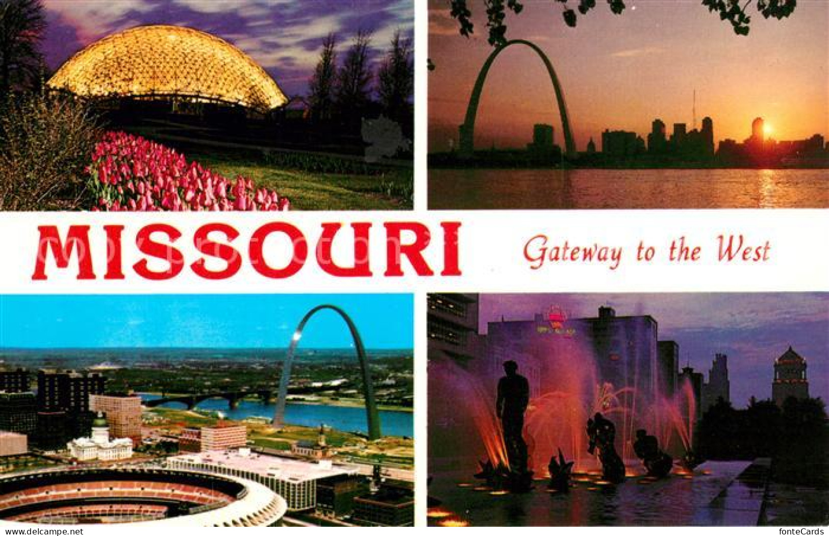 73130649 Missouri_City_Missouri Saint Louis Nachtaufnahme Aloe Plaza Fountains - Altri & Non Classificati