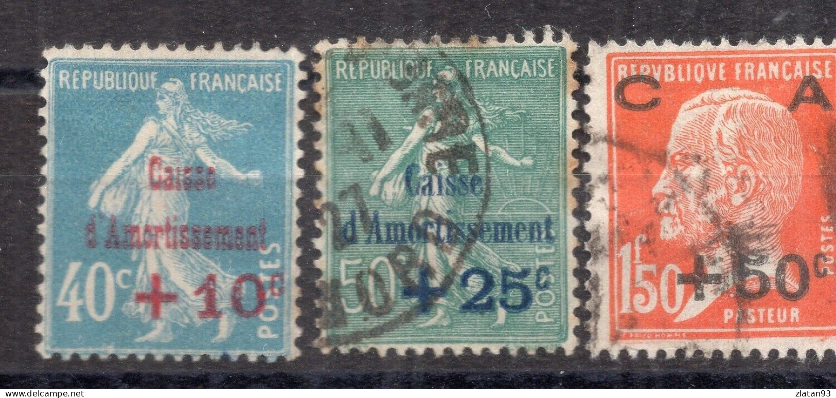 CAISSE D'AMORTISSEMENT YT N°246 à 248 Oblitéré CàD - 1927-31 Caisse D'Amortissement