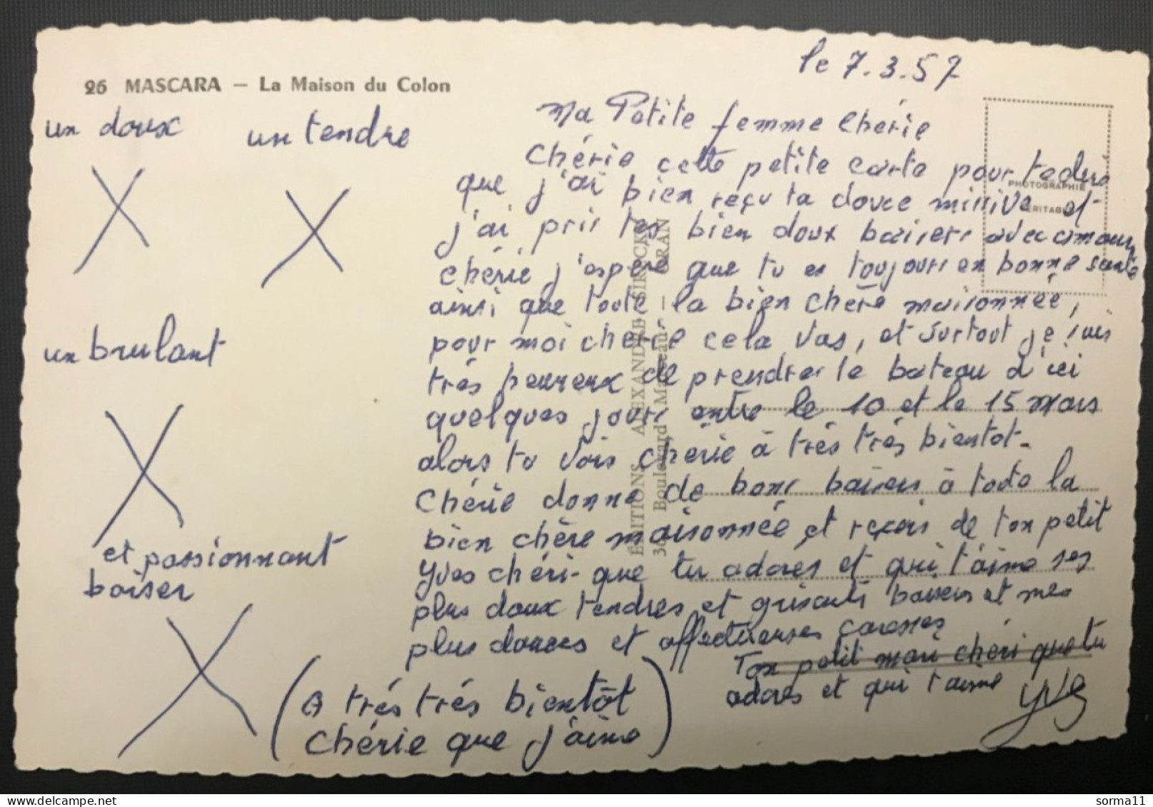 CPSM MASCARA (Algérie) La Maison Du Colon - Autres & Non Classés