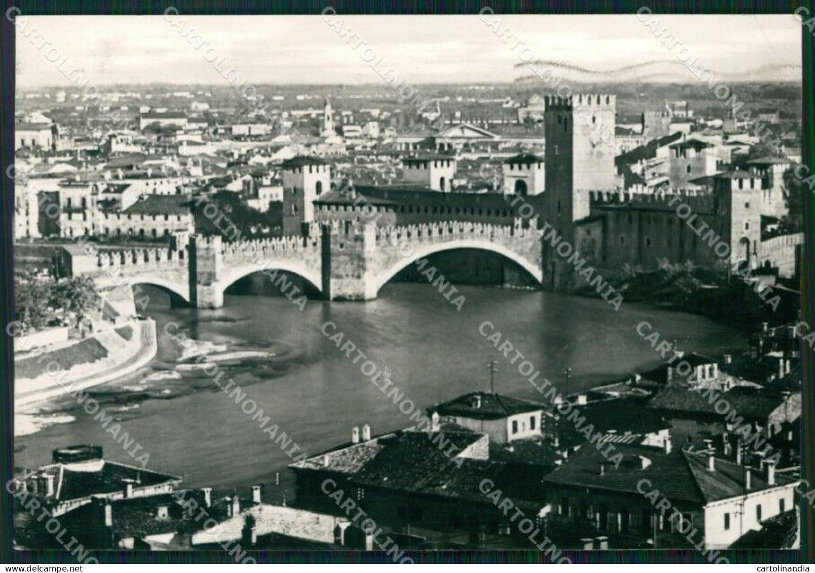 Verona Città Ponte Scaligero PIEGHINA FG Foto Cartolina HB4837 - Verona