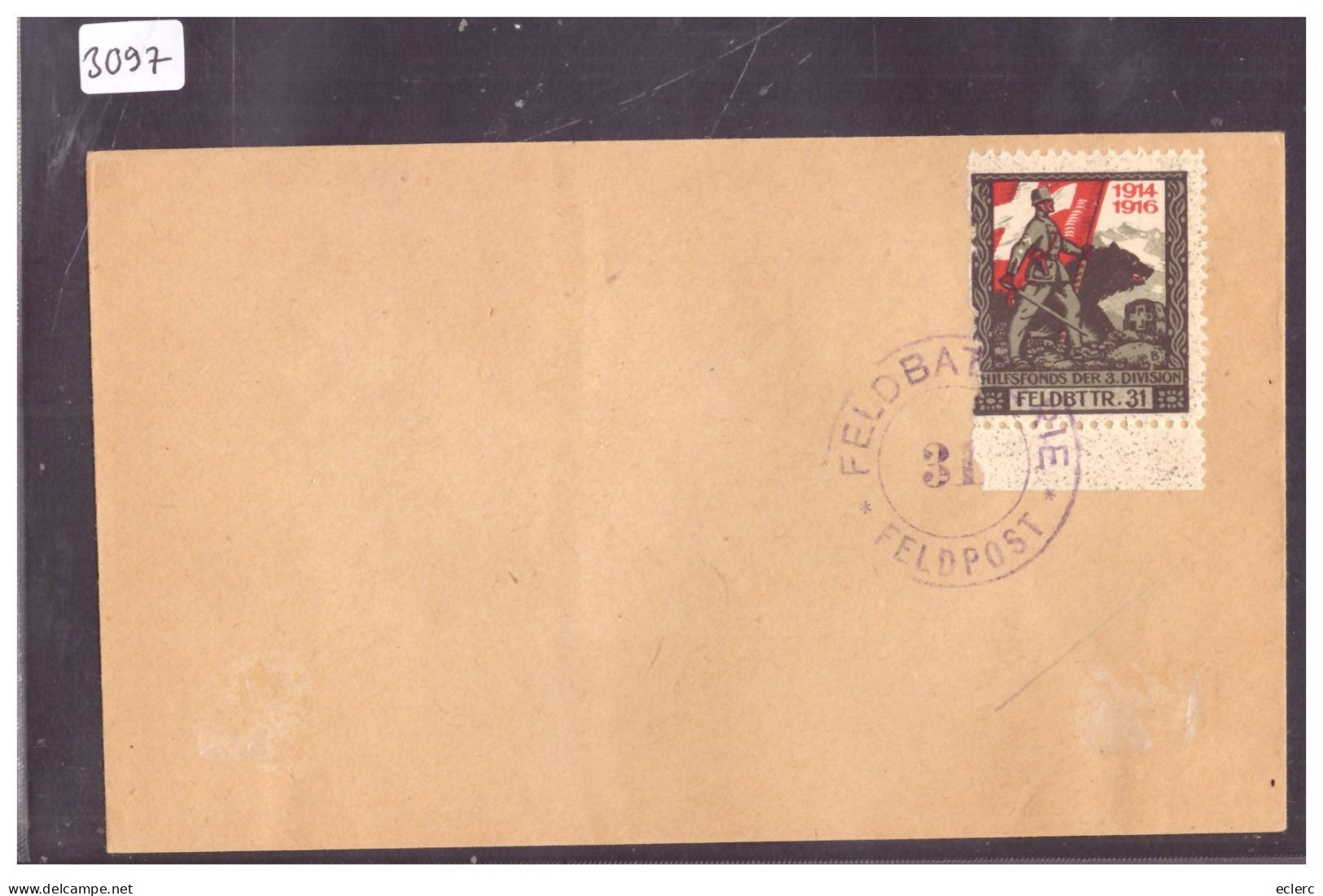 ENVELOPPE TIMBRE FELDBATTR. 31 1914-1916 - Cartas & Documentos