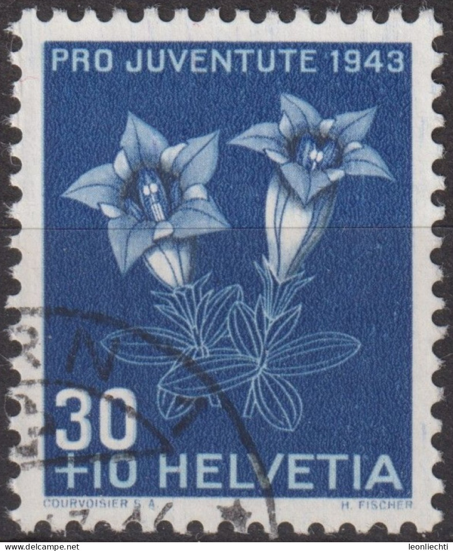 1943 Schweiz Pro Juventute ° Mi:CH 427, Yt:CH 391, Zum:CH J108, Enzian, Blume - Used Stamps