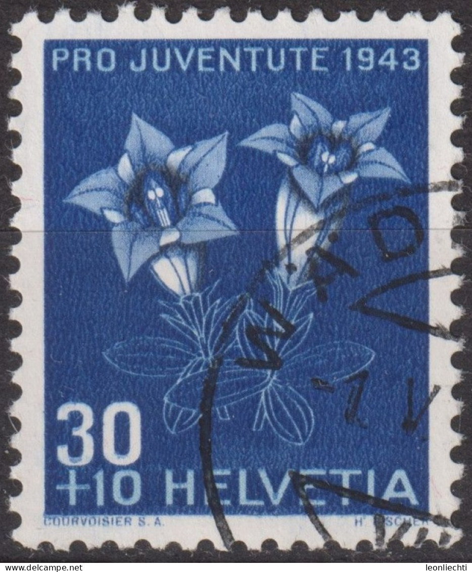 1943 Schweiz Pro Juventute ° Mi:CH 427, Yt:CH 391, Zum:CH J108, Enzian, Blume - Oblitérés