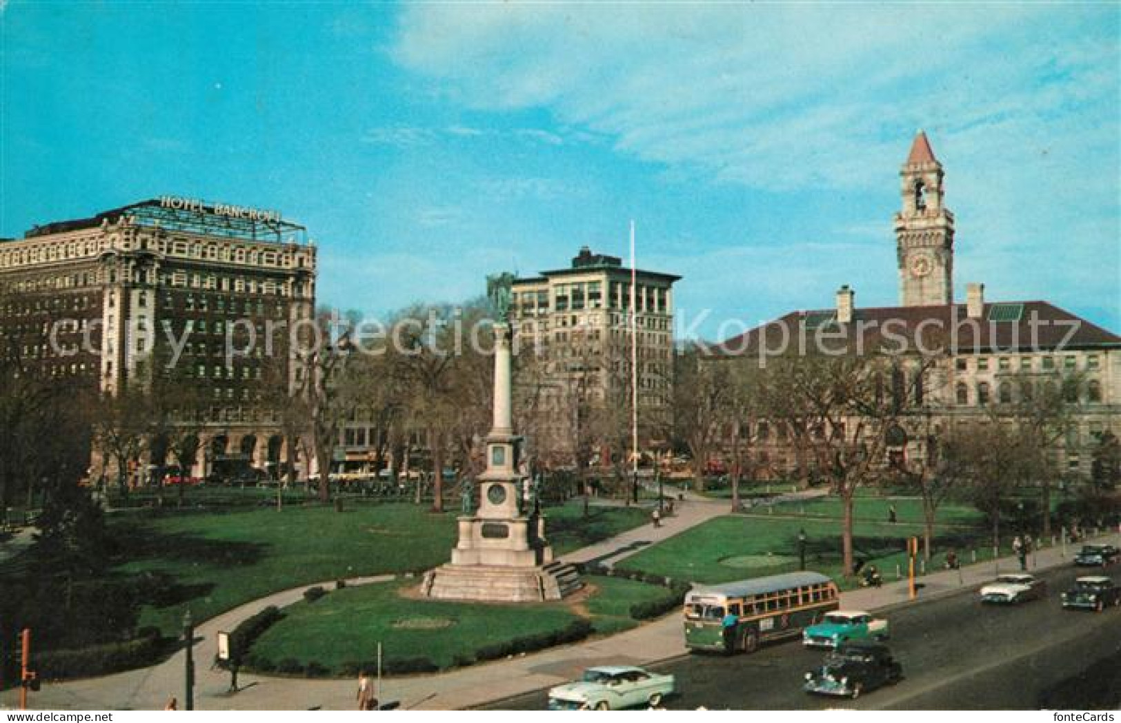 73130148 Worcester_Massachusetts View Of The Common Monument City Hall - Andere & Zonder Classificatie