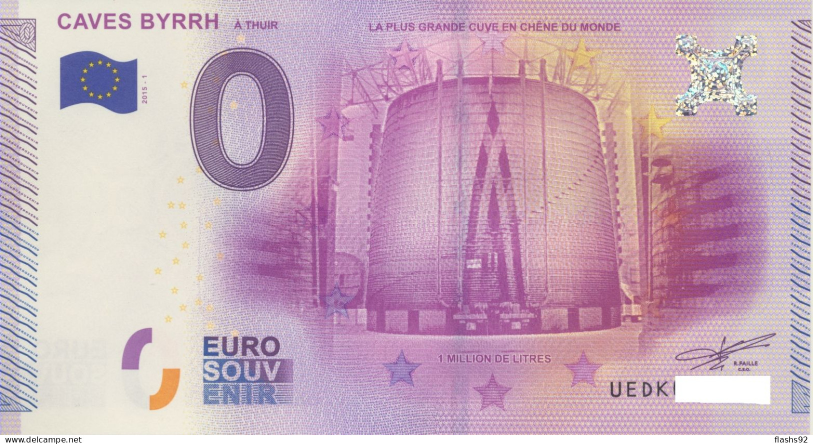 Vends Billet Souvenir Touristique 0€ Caves De Byrrh 2015-1 UEDK - Altri & Non Classificati