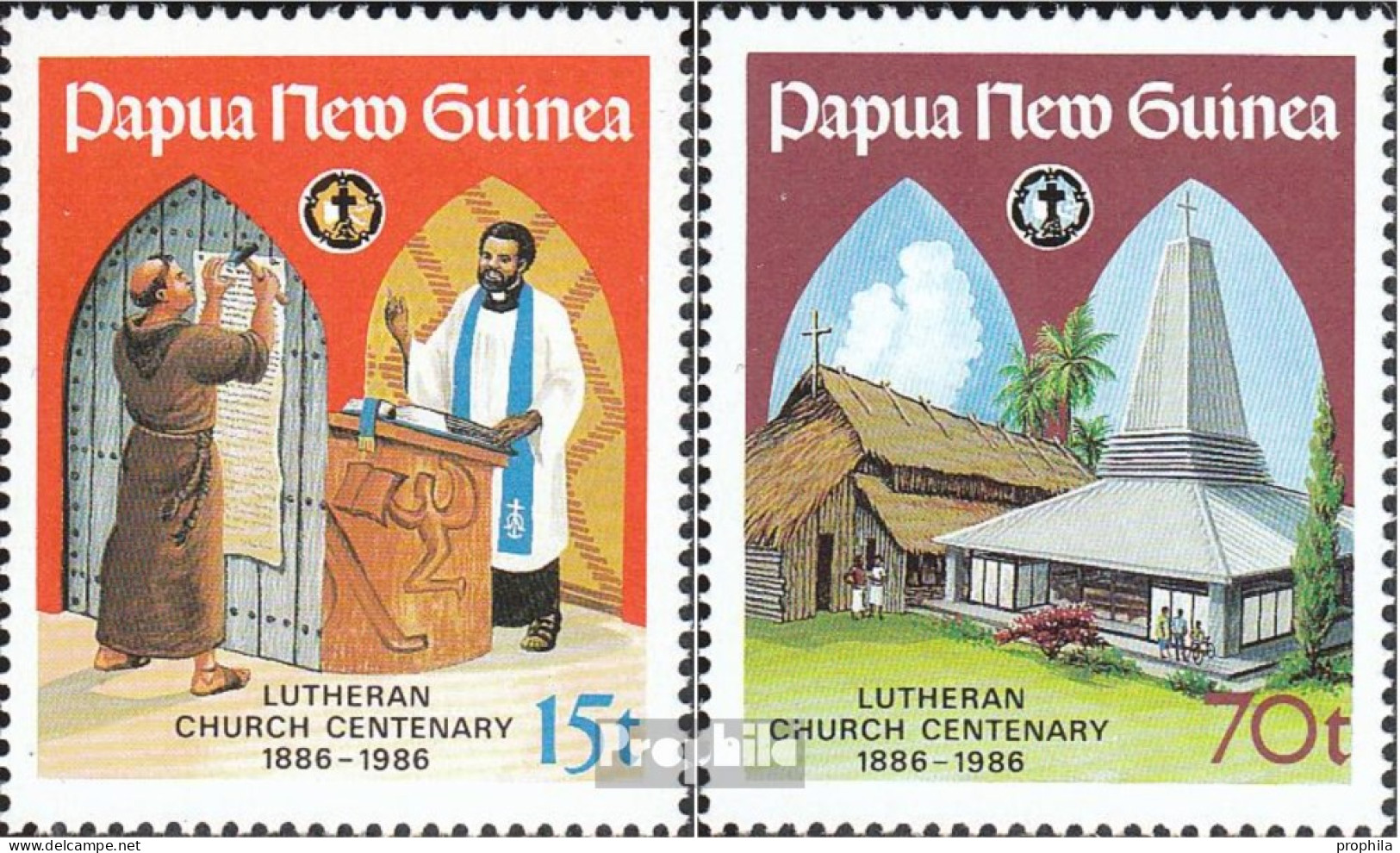 Papua-Neuguinea 529-530 (kompl.Ausg.) Postfrisch 1986 Kirche - Papoea-Nieuw-Guinea