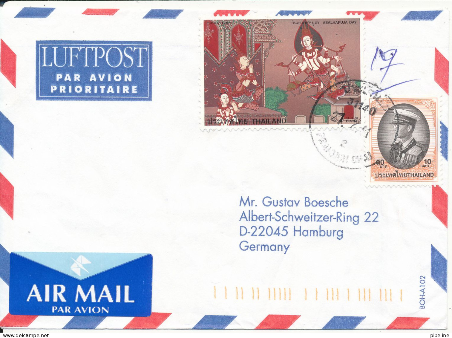 Thailand Air Mail Cover Sent To Germany - Tailandia