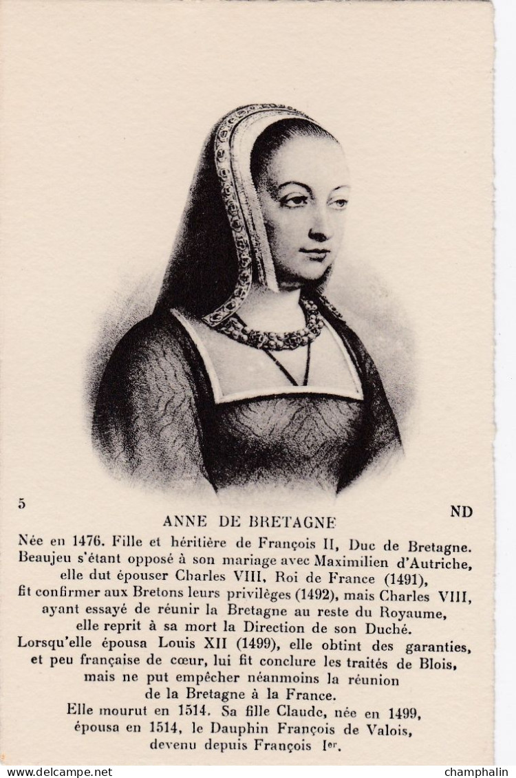 Histoire De France - Reine Anne De Bretagne (1476-1514) - Storia