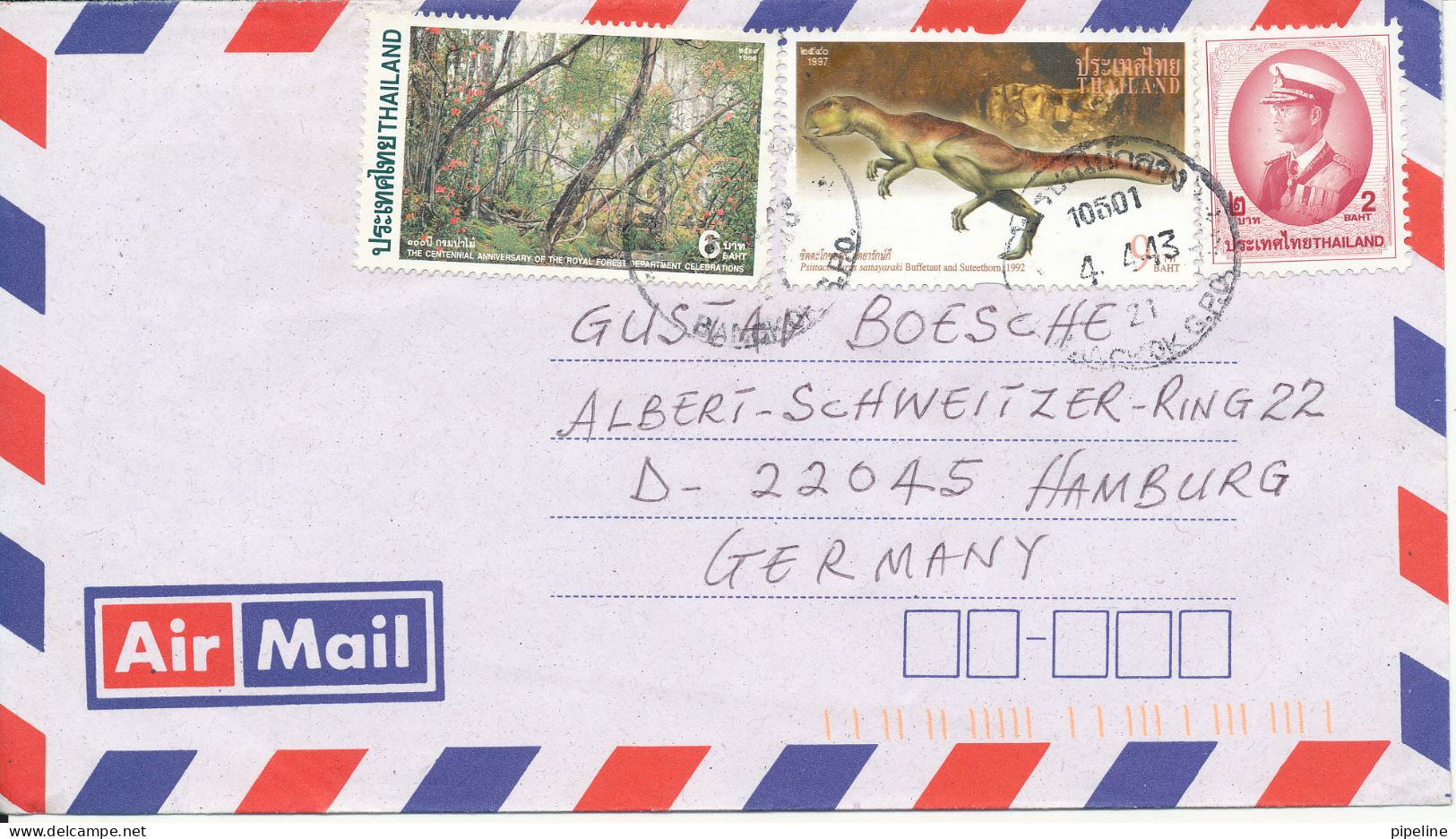 Thailand Air Mail Cover Sent To Germany - Thailand