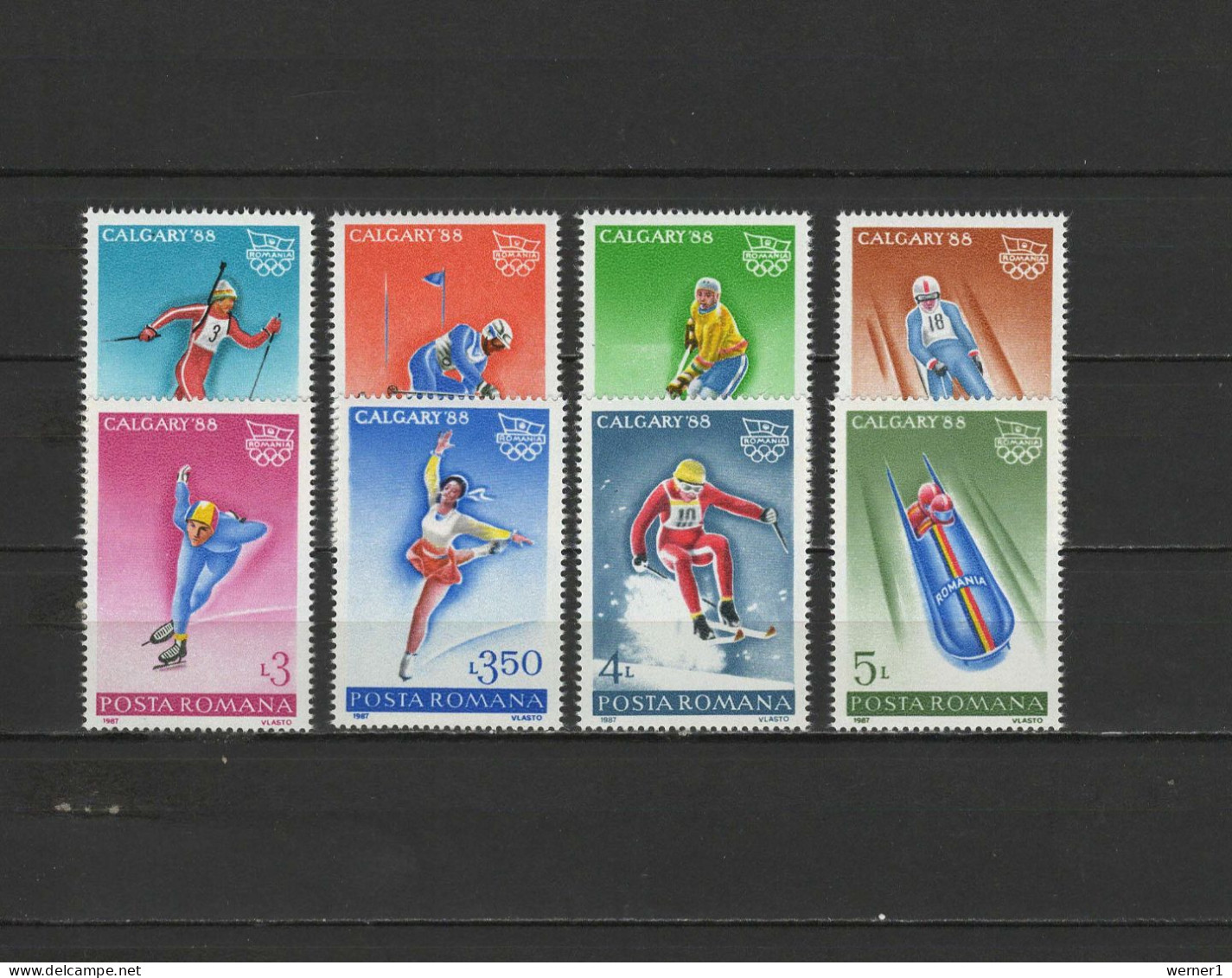 Romania 1987 Olympic Games Calgary Set Of 8 MNH - Hiver 1988: Calgary