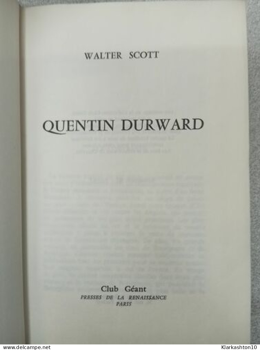 Quentin Durward - Autres & Non Classés