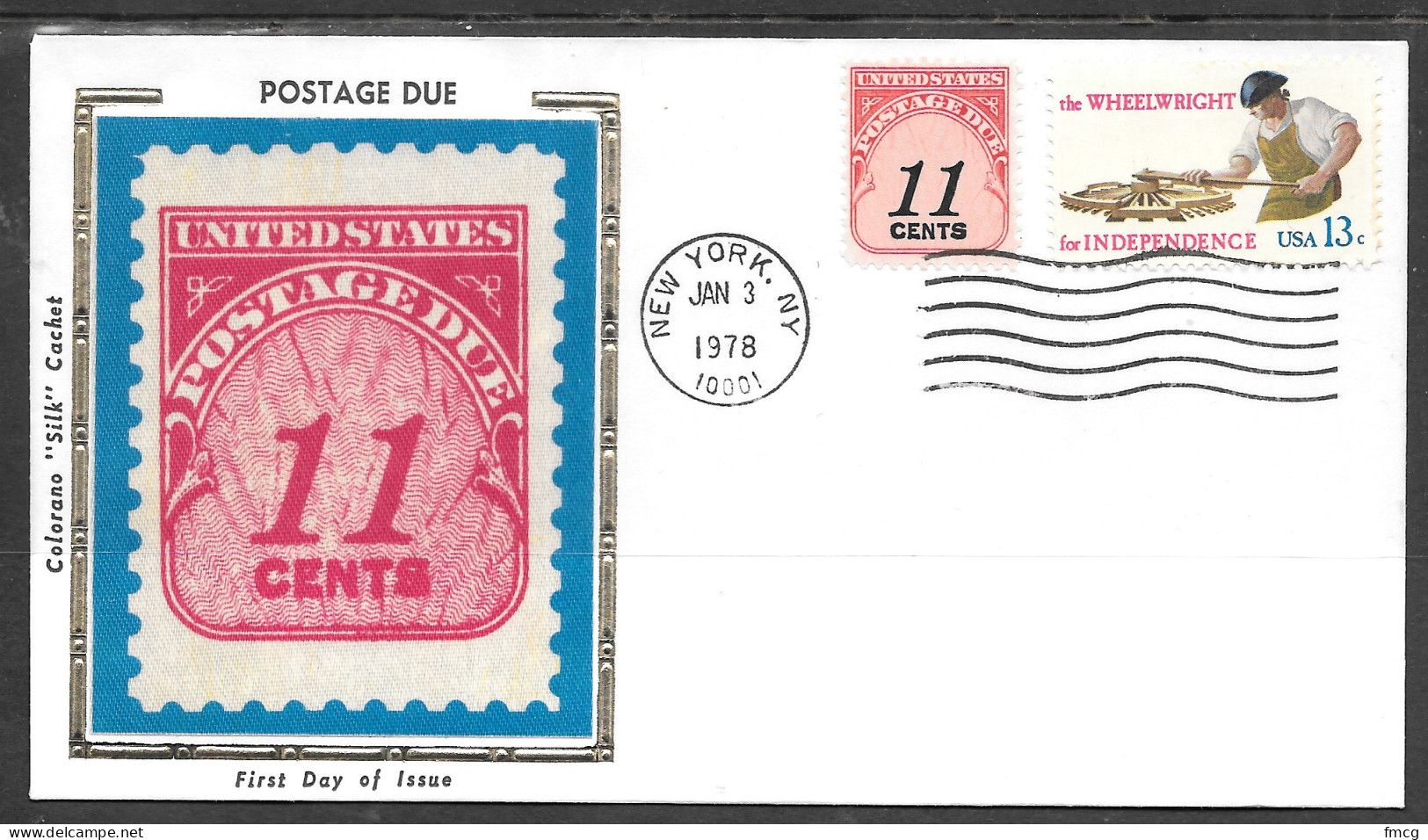 USA FDC Colorano Silk Cachet, 1978 11 Cents Postage Due - 1971-1980