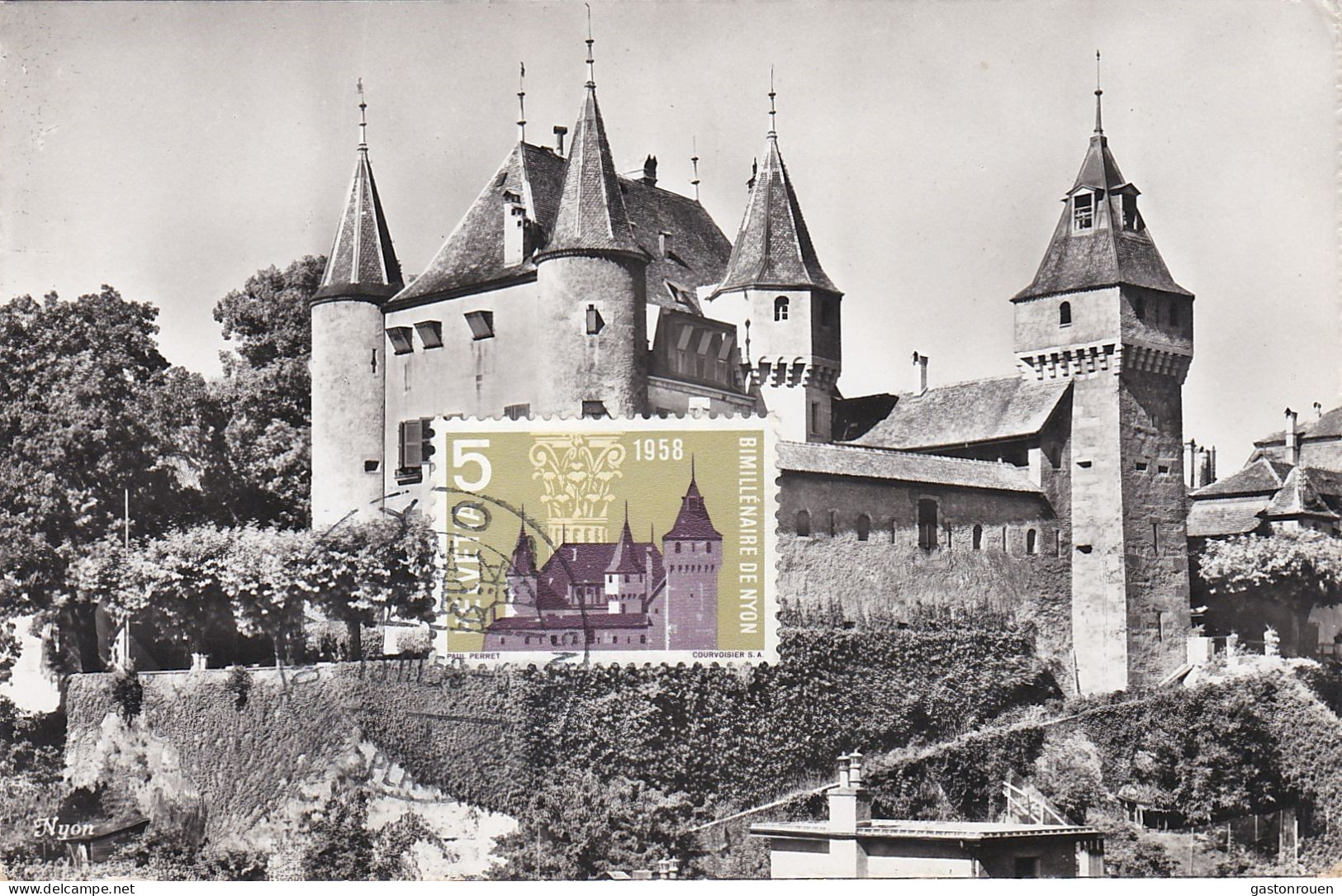 Carte Maximum Suisse Helvetia 1958 Nyon Chateau - Cartes-Maximum (CM)