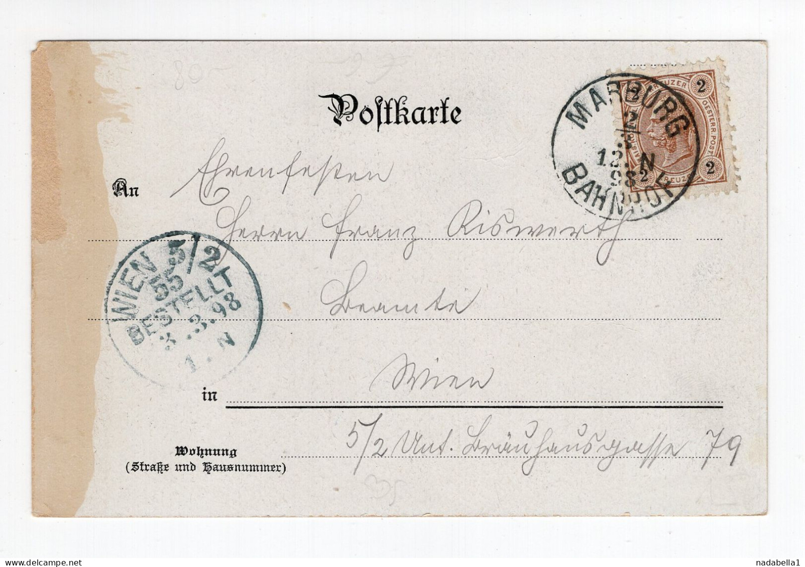 1898. SLOVENIA,AUSTRIA,MARIBOR,MARBURG BAHNHOF TO VIENNA,USED ILLUSTRATED POSTCARD IN AID OF DOICH STUDENT HALL - Eslovenia