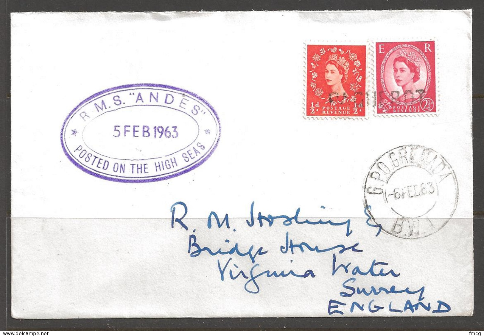 1963 Paquebot Cover, British Stamp Used In GPO Grenada - Grenada (...-1974)