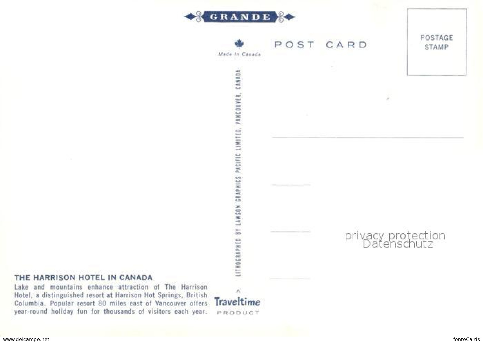 73243968 Vancouver British Columbia Harrison Hotel Vancouver British - Non Classés