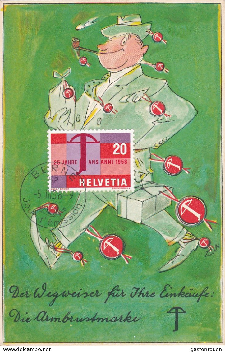 Carte Maximum Suisse Helvetia 1950 Arbalète - Maximumkarten (MC)