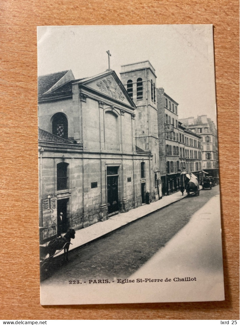 CPA Animée Paris Église Saint Pierre De Chaillot - Dos Non Divisé - Andere Monumenten, Gebouwen