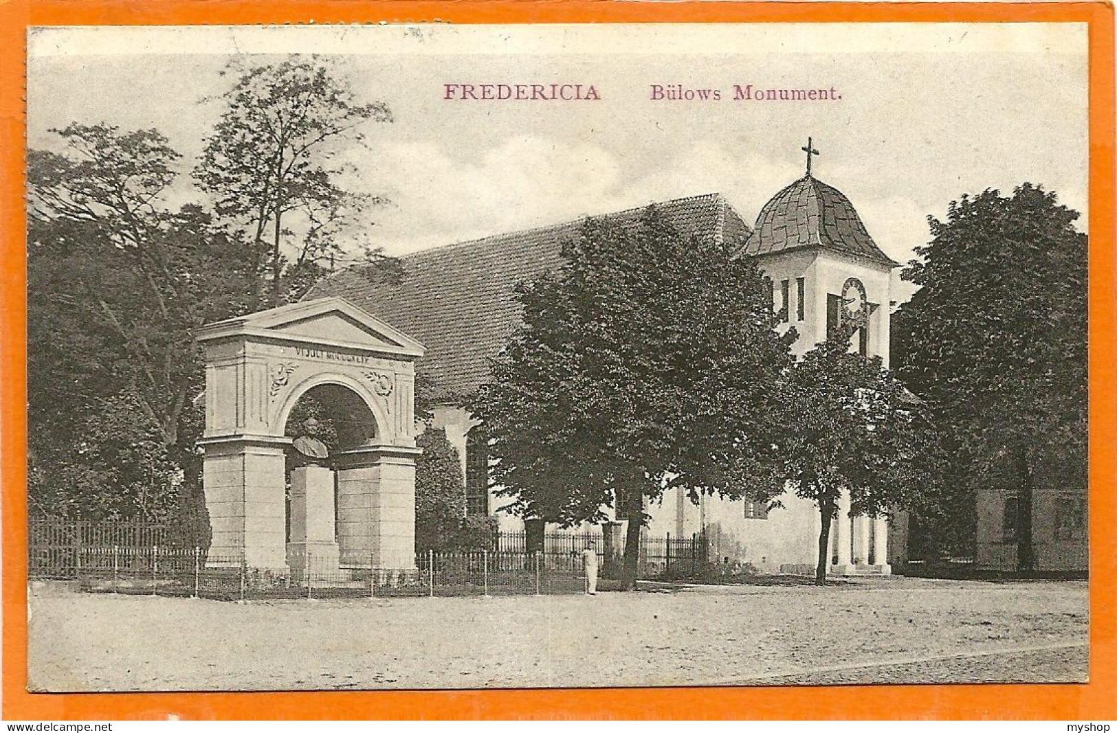 DK127_ *   FREDERICIA  BÜLOWS MONUMENT * SENDT Med X-MAS STAMP 1912 - Dinamarca