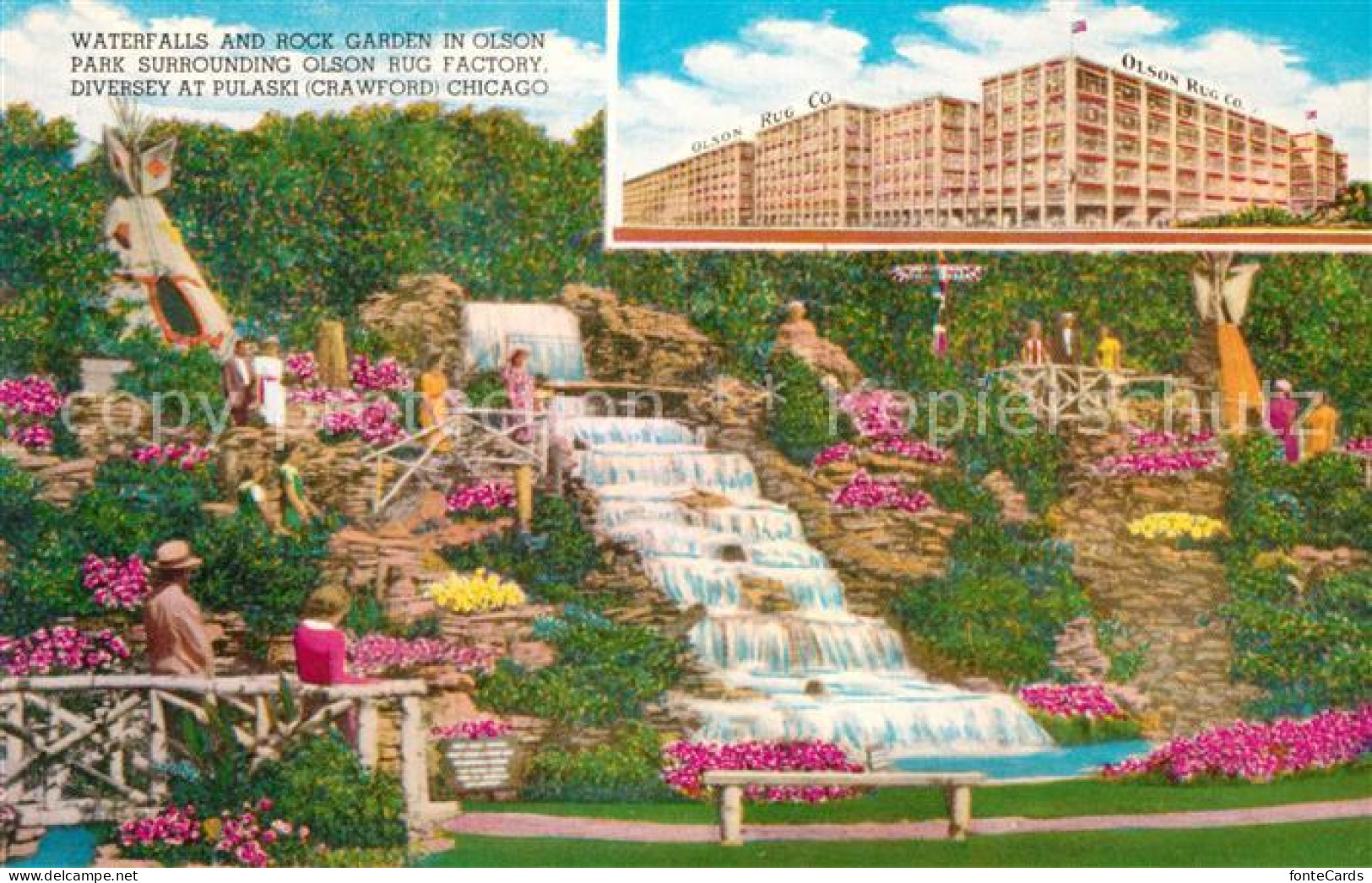 73153925 Chicago_Illinois Waterfalls And Roch Garden In Olson - Sonstige & Ohne Zuordnung