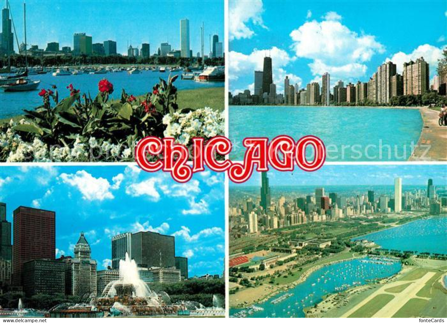 73152534 Chicago_Illinois Skyline Buckingham Fountain Aerial View - Sonstige & Ohne Zuordnung