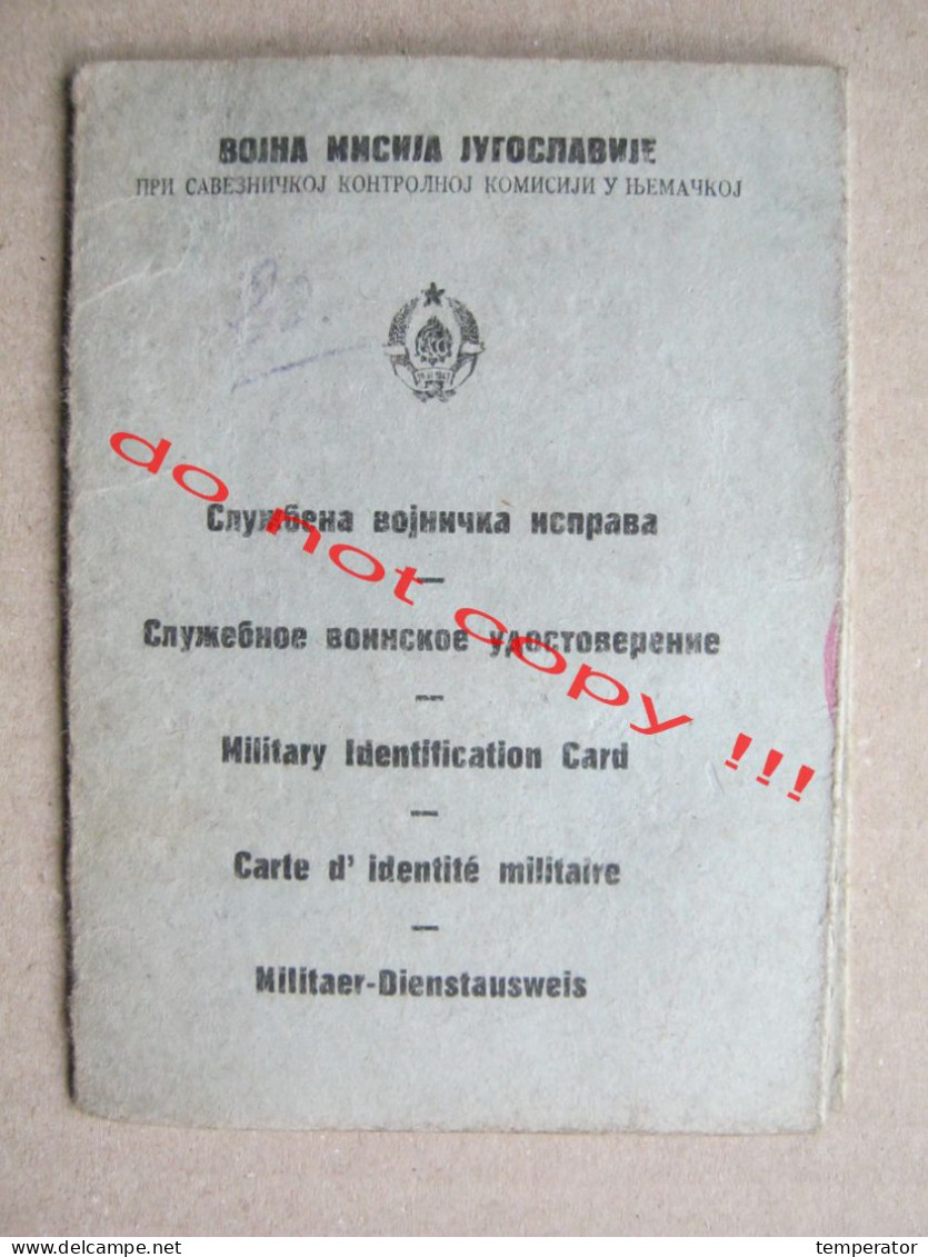 Military Identification Card / YUGOSLAV MILITARY MISSION IN GERMANY ( Berlin ) + Drawing / Nürnberg, 1942. RARE - 1939-45