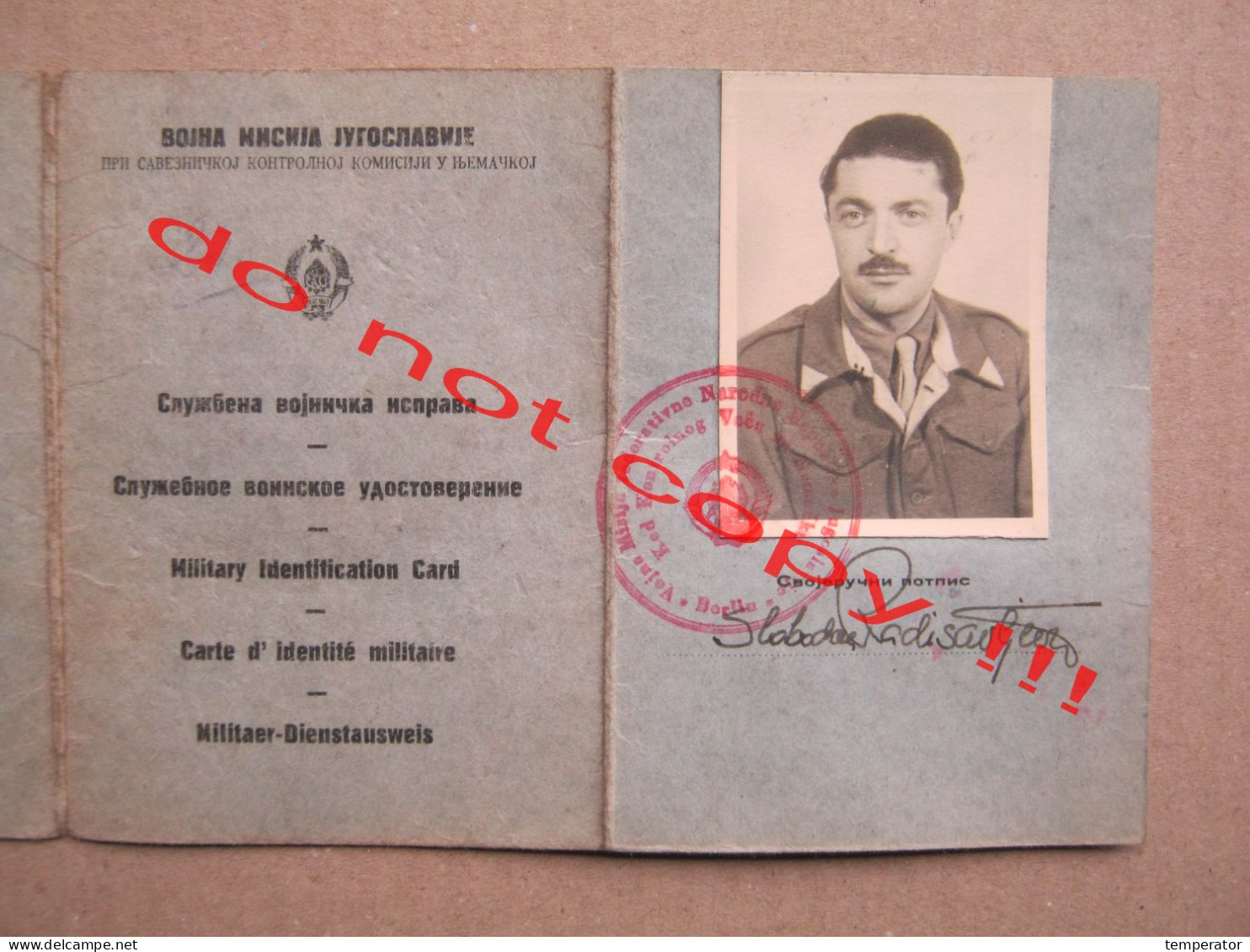 Military Identification Card / YUGOSLAV MILITARY MISSION IN GERMANY ( Berlin ) + Drawing / Nürnberg, 1942. RARE - 1939-45