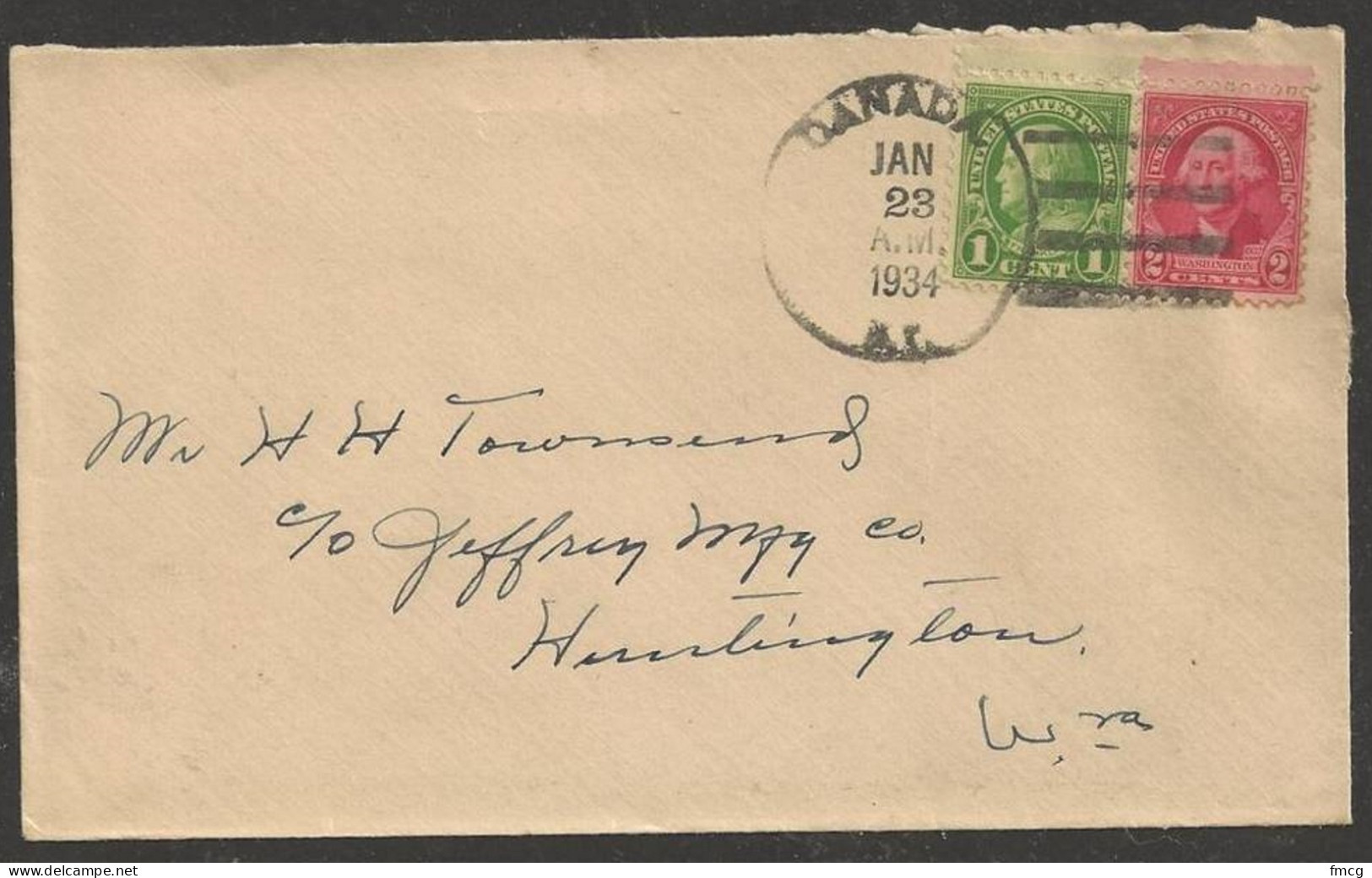 1934 Kentucky - Canada, Jan 23 - Storia Postale