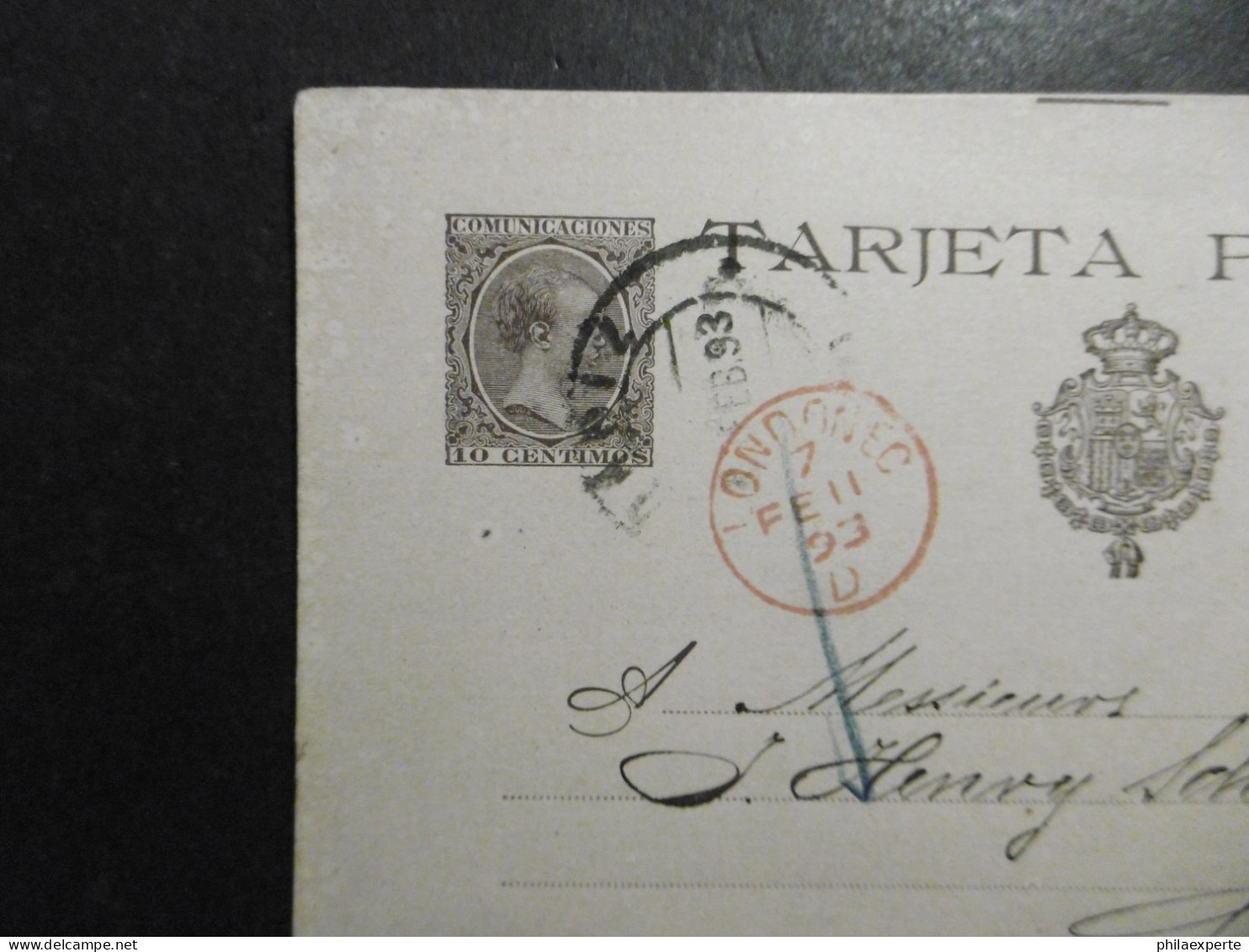 Spanien Mi. GA Karte P 27 I Von Cadiz Als Auslandspost 7.11.1893 Nach London AK-Stempel - 1850-1931